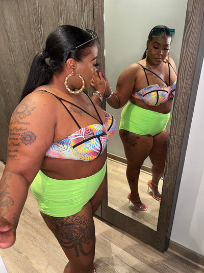 Neon Green Two-Piece Plus-Size